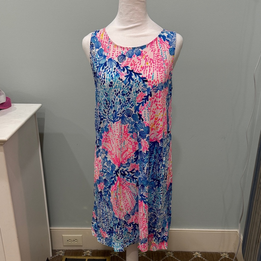 Lilly Pulitzer Vibrant Pink and Blue Sleeveless Dress
